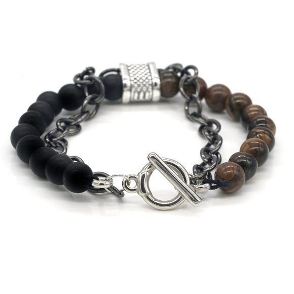 🎉 Host Pick 🎉 Men's bracelet lava rock & Tiger's Eye stones. Toggle clamp. - Picture 5 of 5